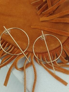 Plunder Bright Gold Hoop & Vertical Bar Stud Earrings